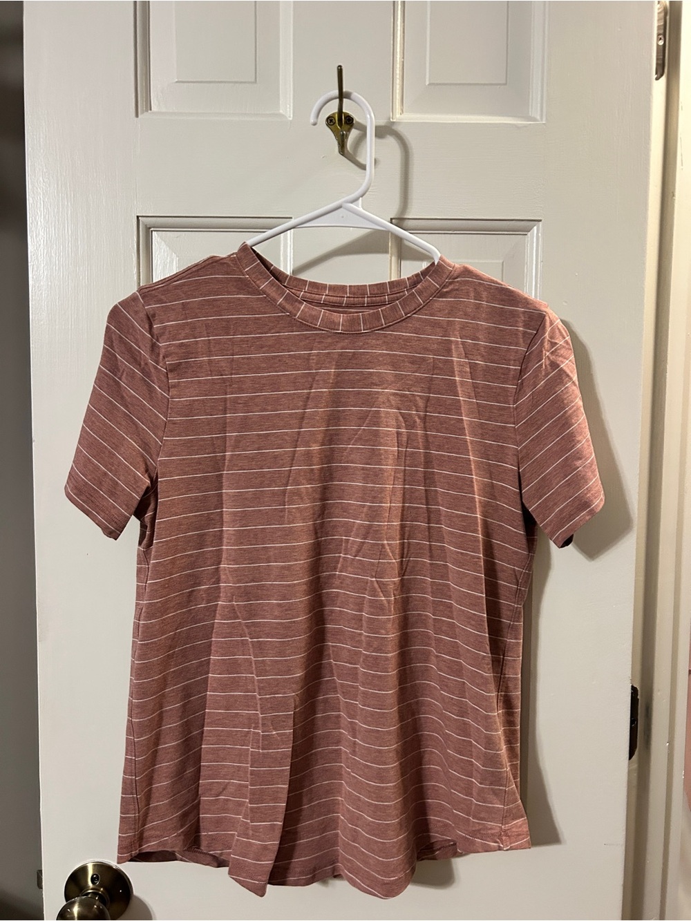 lululemon athletica Rust-Pink Striped Crew Tee
